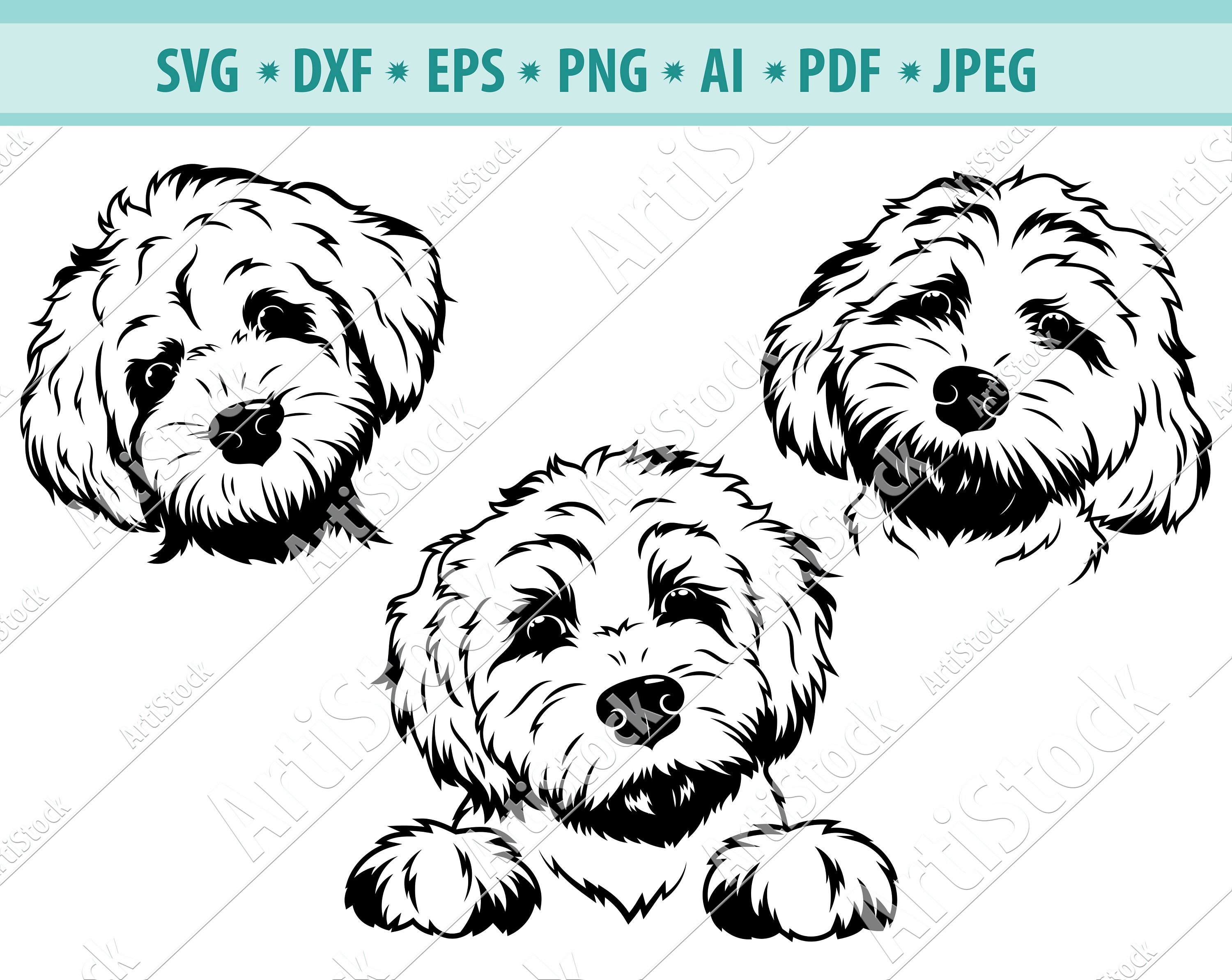 Download Labradoodle Svg Dog Svg Fluffy Pets Svg Smiling Puppy Svg Etsy
