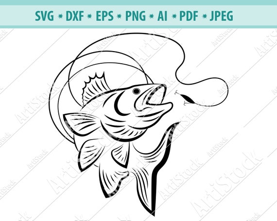 Download Bass Fishing Svg Bass Fishing Pole Svg Silhouette Fishing Svg Etsy