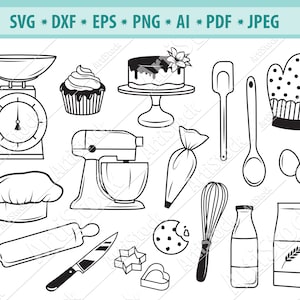 Bäckerei Svg, Konfekt Svg, Torten Svg, Geburtstag Torte Svg, Bäckerei Svg, Food Svg, Kekse Svg, Gebäck werkzeuge Svg, Svg Cut Dateien, Eps