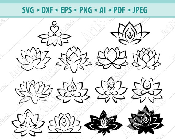 Download Clip Art Art Collectibles Lotus Clipart Stencil Decal Circut Files Flower Svg Lotus Svg Vinyl Cut File Lotus Silhouette Iron On Floral Svg Lotus Flower