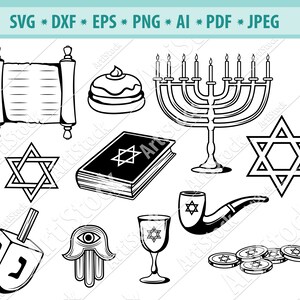 Hanukkah SVG, Happy Hanukkah svg, Cartes de vacances, cadeau Hanukkah, Menorah svg, Blessings Svg, Star of David svg, Hanukkah clip art, png, dxf