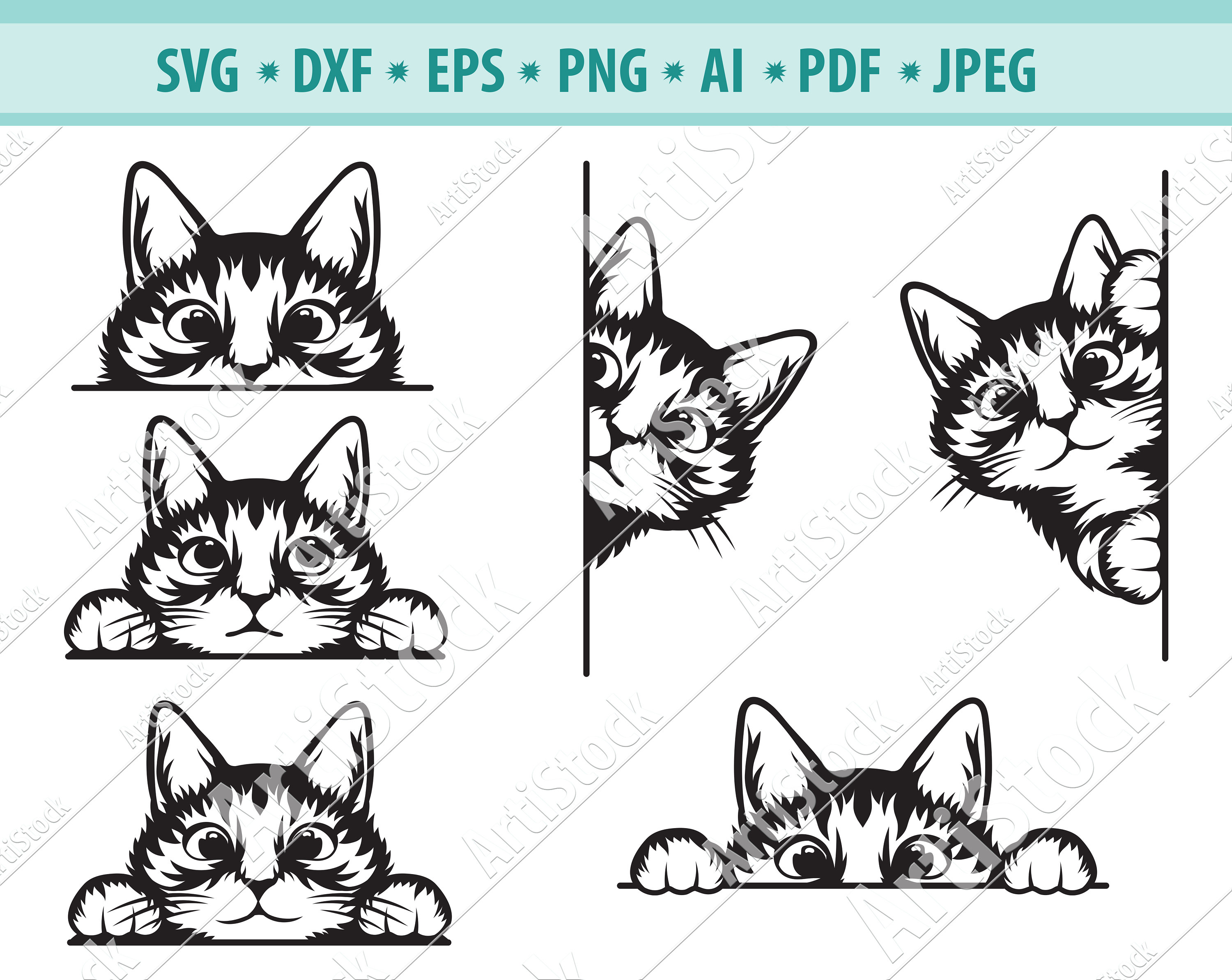 Cat SVG Black cat svg Peeking cat clipart Peeping cat SVG | Etsy