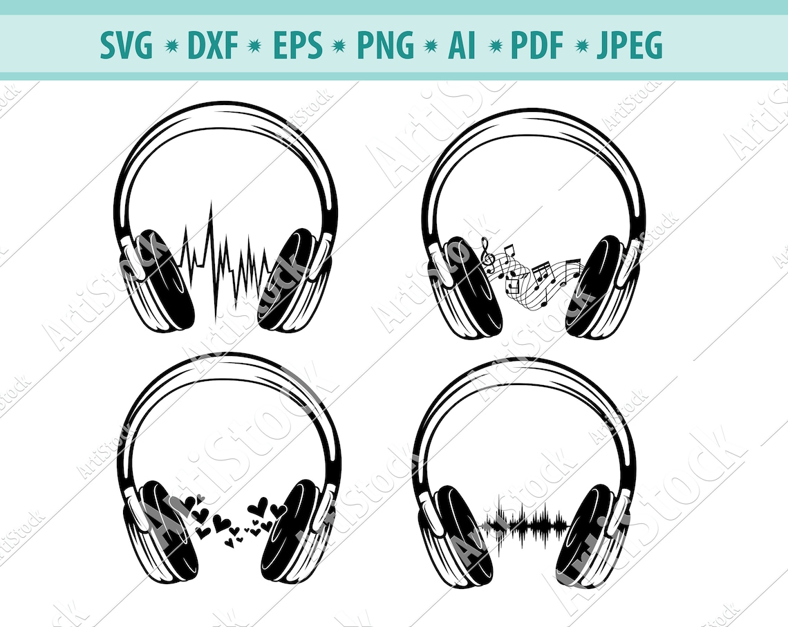 Headphones Svg Music Svg Headphones Clipart Headphones Etsy
