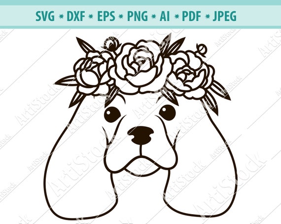 Download Dog Svg Dog With Flower Crown Svg Dog Cut File Cute Dog Svg Etsy