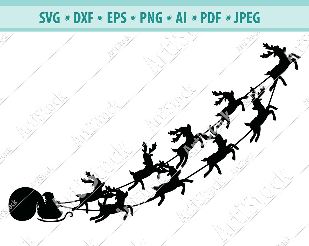 Christmas SVG, Santa Sleigh SVG, Christmas Reindeer Svg File, Rudolph ...