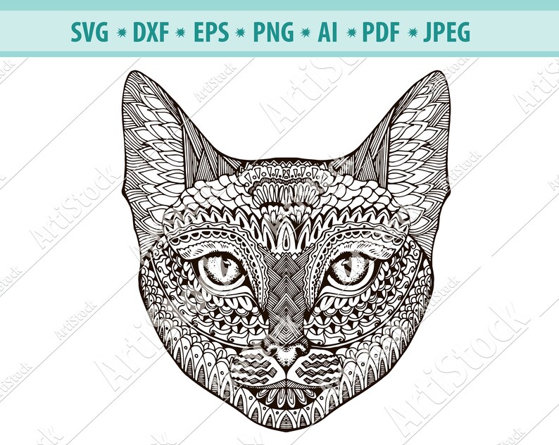 Download Zentangle Cat SVG Mandala Cat SVG Cat for cricut zentangle ...