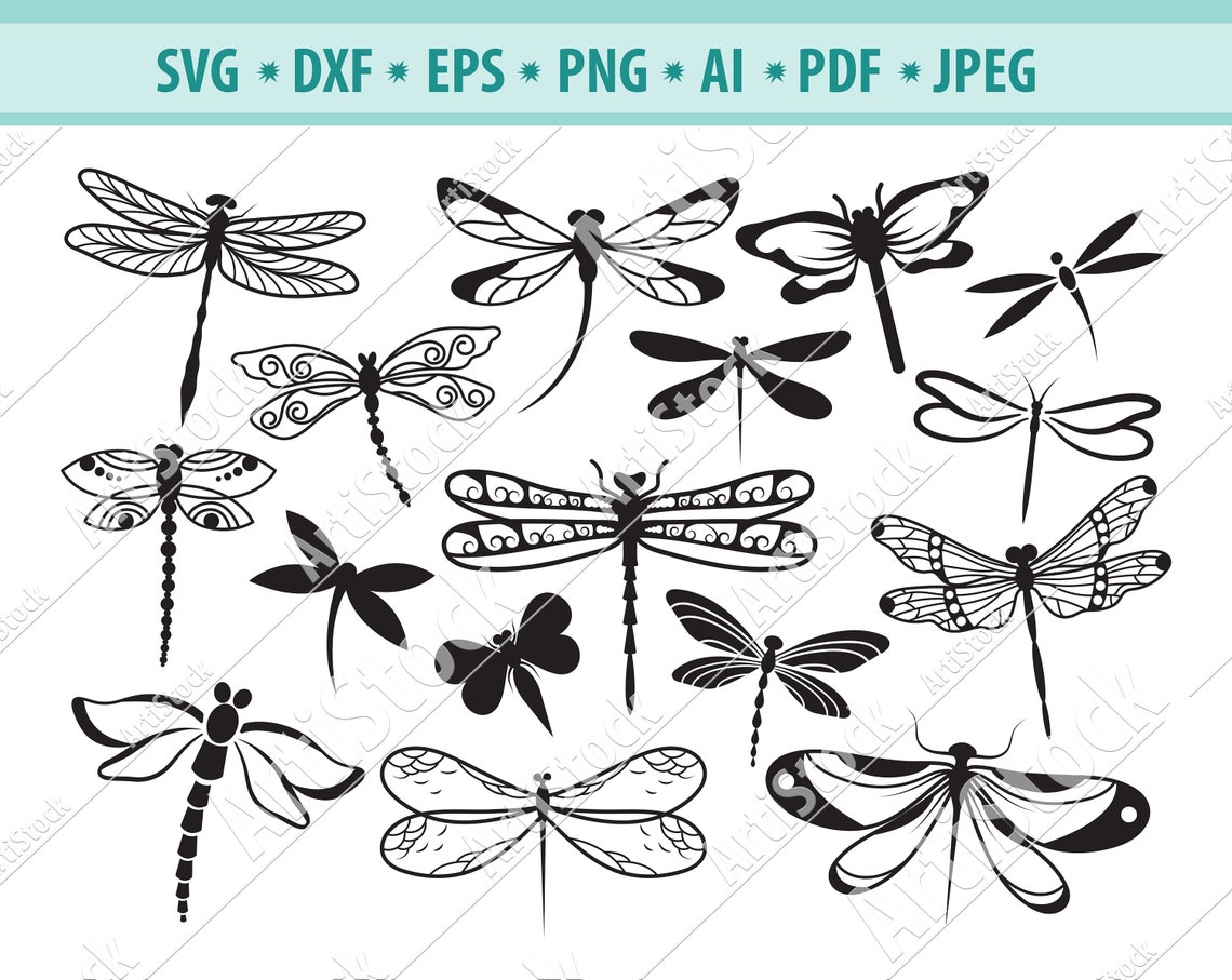 Dragonfly Svg File Dragonfly Clipart Insect Svg Beetles Etsy