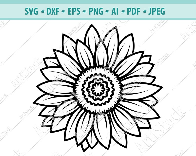 Download SunFlower Svg Sunflower Silhouette Sunflower Clipart ...