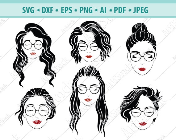 Download Woman's face svg bundle Women with glasses SVG instantly ...