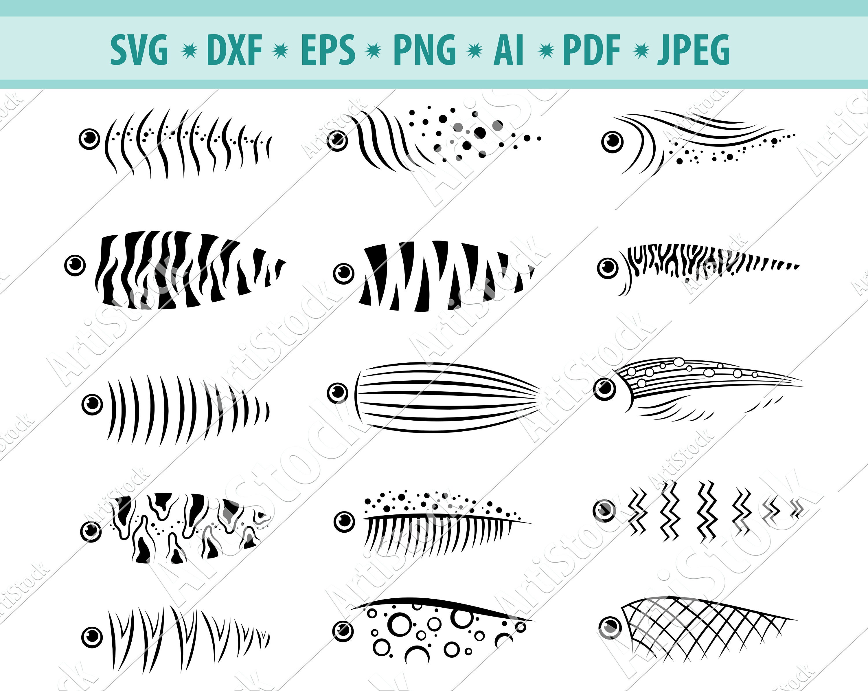 Download Fish Svg File School Of Fish Svg Fishes Svg Fishes Cut Etsy