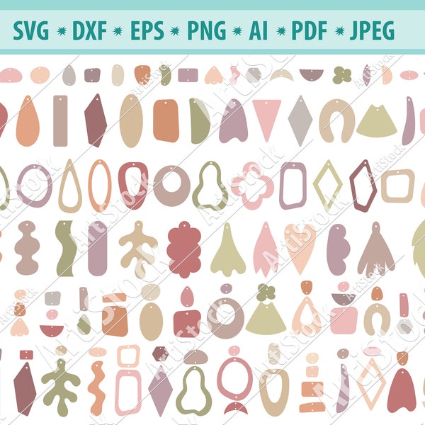 Earring Svg, Boho earring Svg, Earring clipart, Geometric earrings Svg, Jewelry Templates Svg, Abstract earrings Svg, Svg Cricut file, Eps