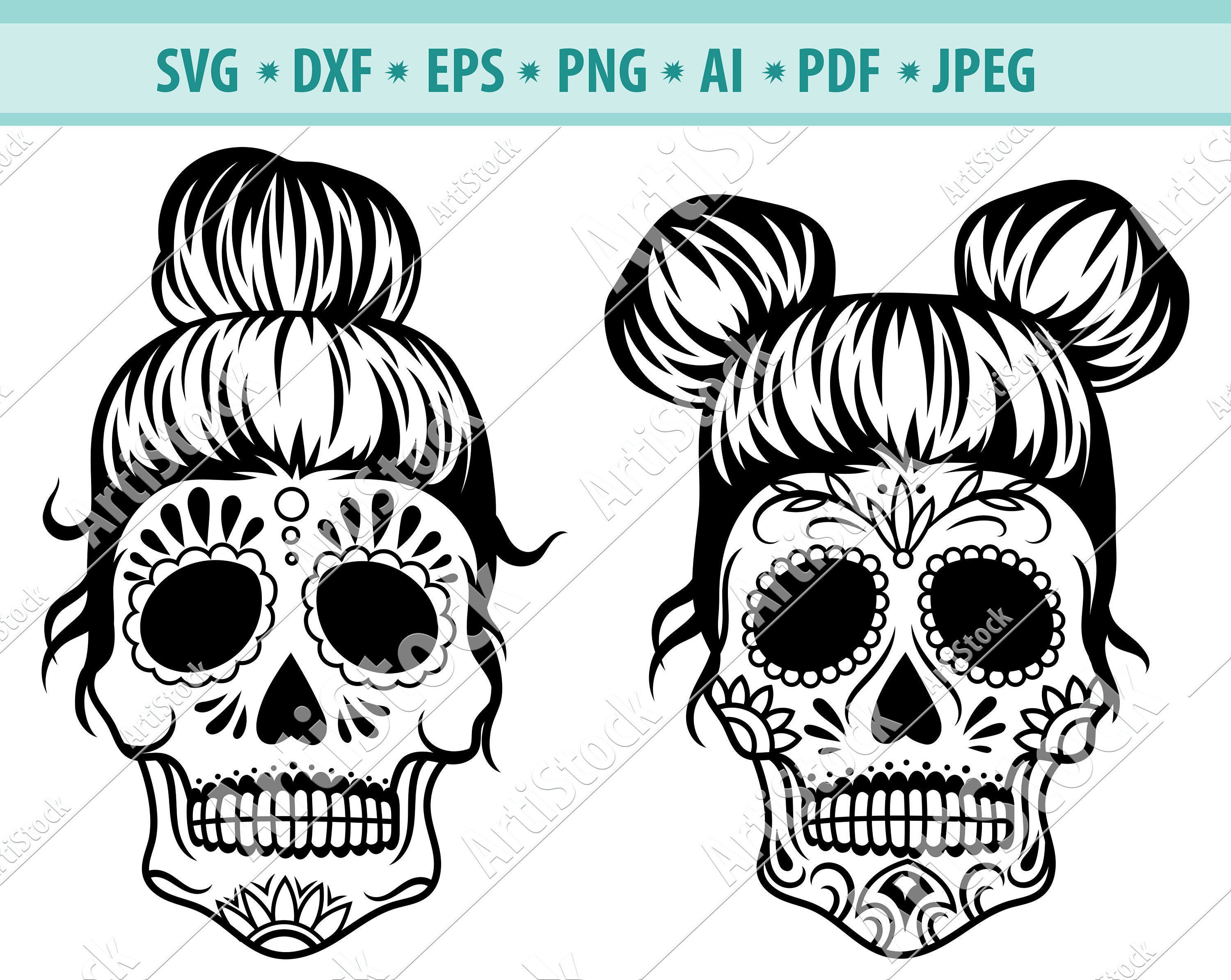 Skull Svg file Sugar Skull Svg Dia de Los Muertos svg Skull | Etsy