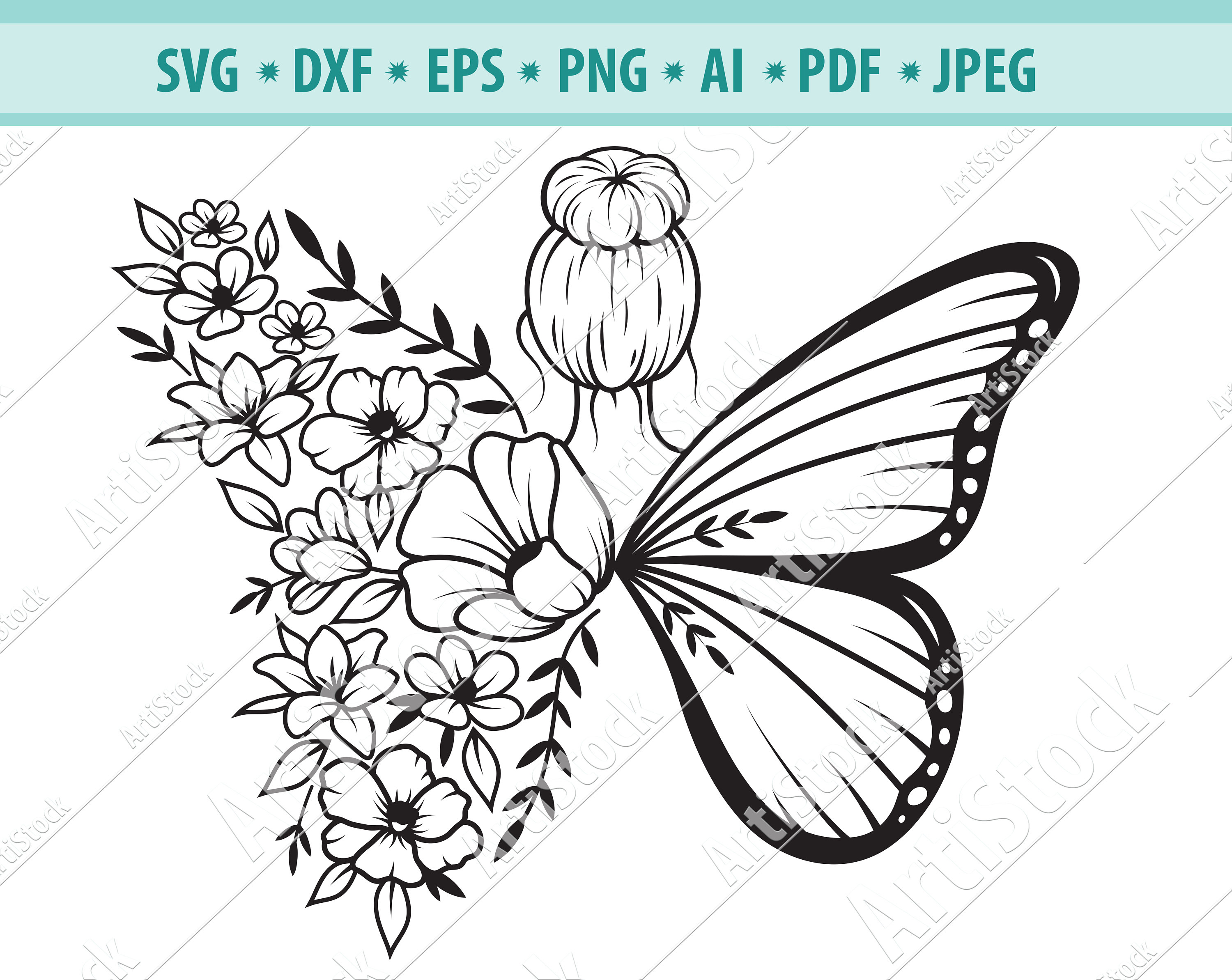 Scrapbooking butterfly svg Cricut Digital Download Silhouette floral