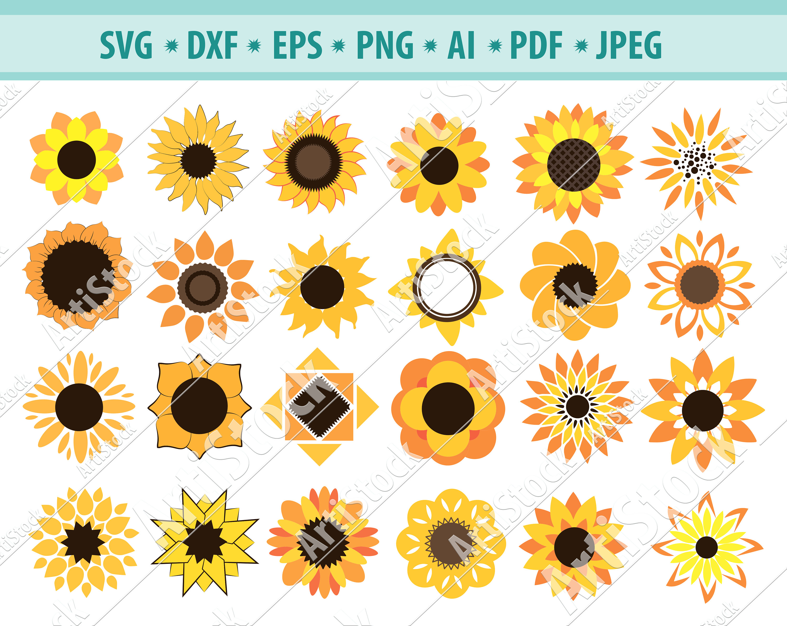 Sunflower Svg Sunflower Clipart Sun Svg Flower Svg | Etsy
