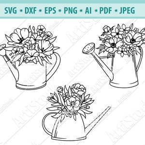 Arrosage Can Svg, Waterin peut avec des fleurs Svg, Bouquet de fleur Svg, Jardinage Svg, Arrosage floral Peut couper fichier, Fichiers pour cricut, Eps