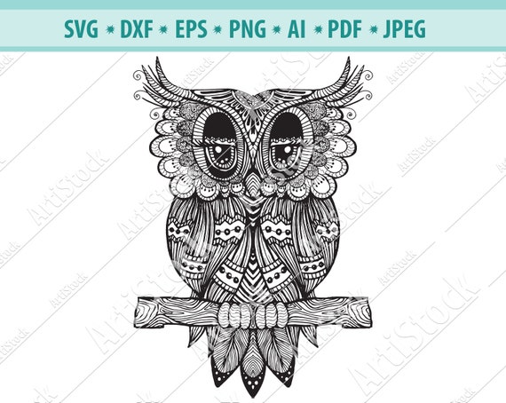 Download Owl Svg Cutting Files Zentangle Owl Svg Mandala Owl Vector Etsy