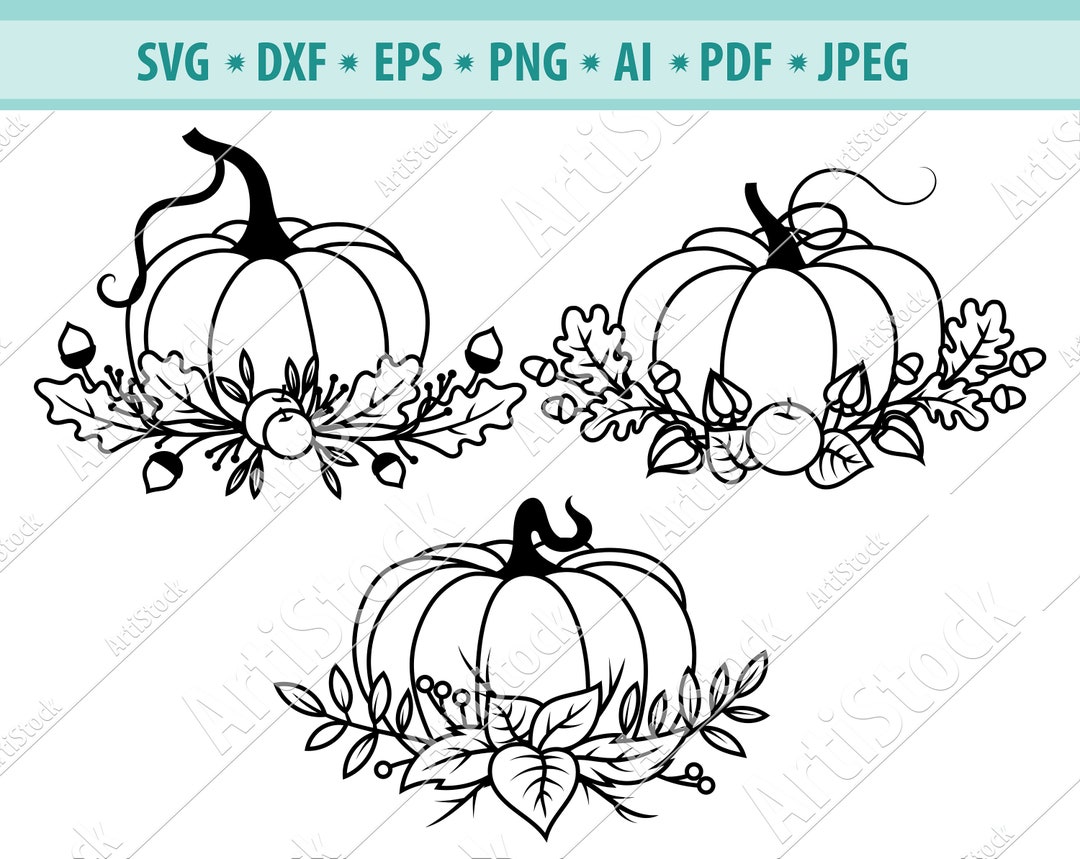 Pumpkin SVG, Autumn Pumpkin Png, Autumn Svg, Fall Svg, Floral Pumpkin ...