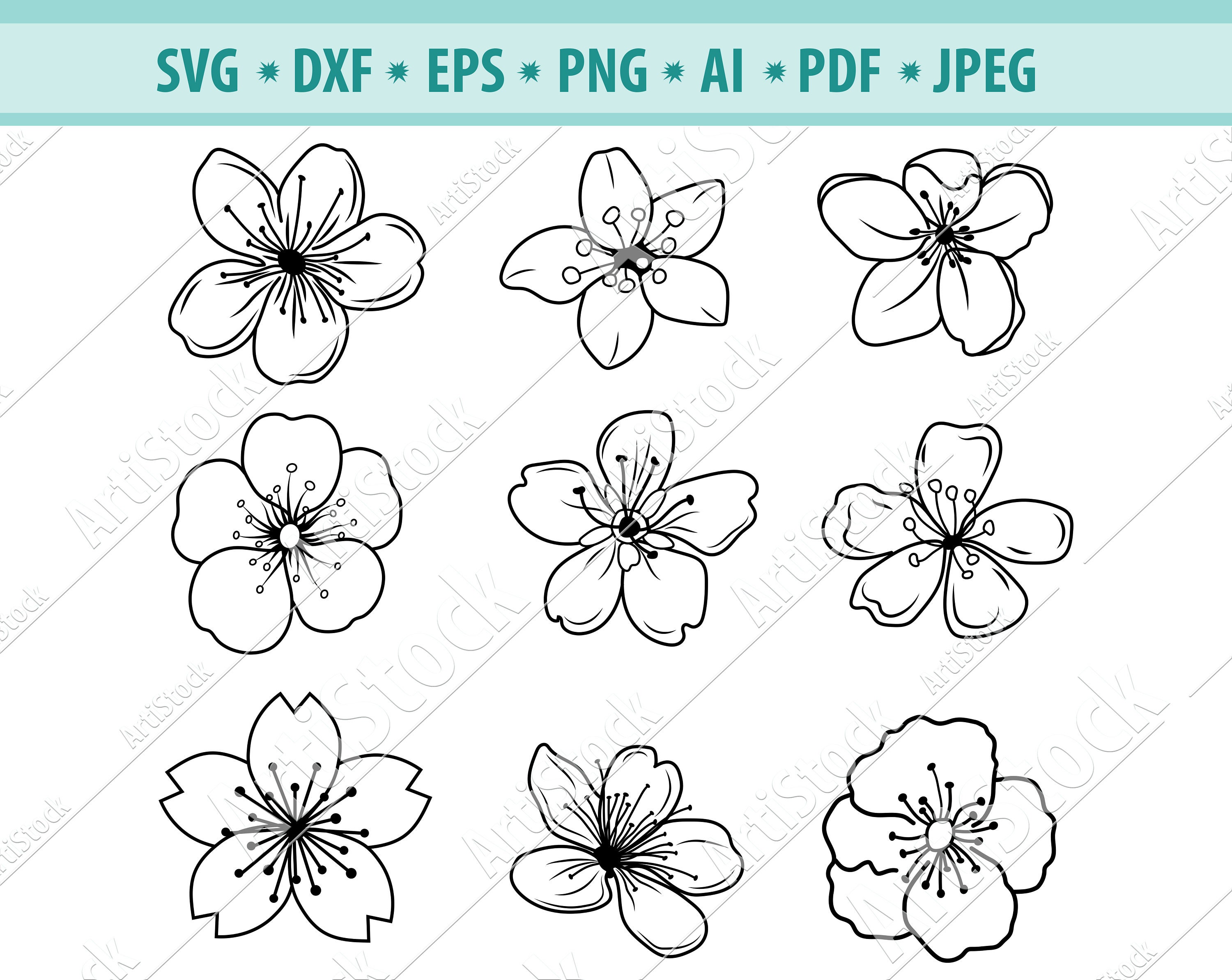 Cherry Blossom SVG, Sakura Flowers Svg, Cherry Flowers