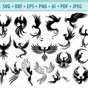 Phoenix SVG Bundle, Birds svg, Firebirds Png, Phenix Svg, Phoenix clipart, Flame birds svg, Fire Svg, Files for Cricut, Silhouette Cameo