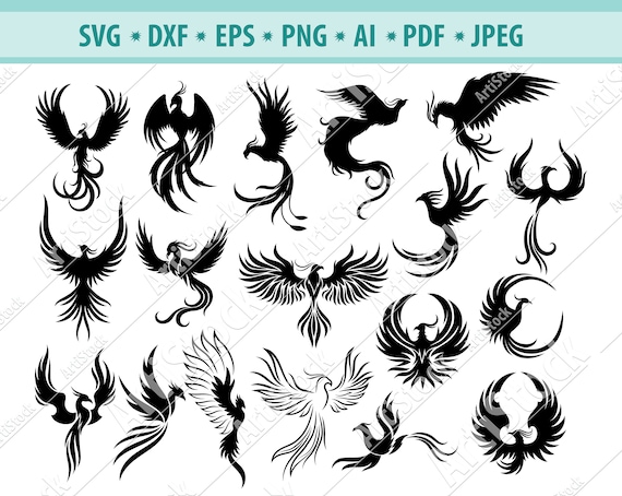 Blue Phoenix Logos Clipart Black And White Download - Phoenix