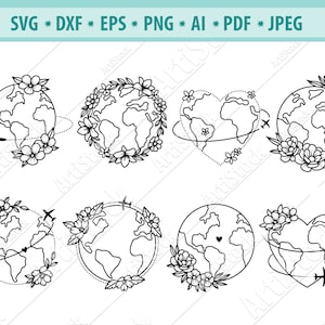 Blume Erde Svg, Flugzeug Herz Svg, Love Flugzeug Svg, Herz Flugzeug Svg, Weltreise Svg, Herz Svg, Flugzeugreise Svg, Png, Vektor, Eps, Pdf