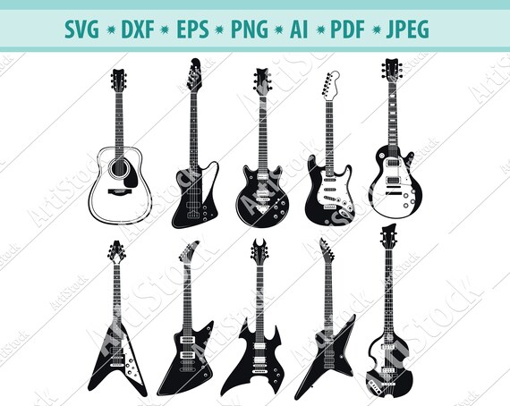 Download Guitar Svg Guitar Vector Guitar Silhouette Guitar Etsy