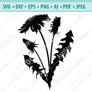 Paardebloem bloem Blow pedaal wens natuur tuin Plant groeien stam. SVG. EPS. PNG Instant digitale Clipart Vector Cricut knippen snijden downloaden