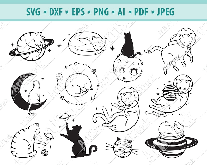 Space Cat Svg Cat With Svg Cat in Space Svg Cats Etsy