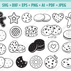 Kekse Svg, Backen Svg, Weihnachtskeks Svg, Schokoladenchip Cookies Svg, Leckere Bäckerei Svg, Lebkuchenmann Svg, Weihnachtsbäckerei Svg, Vektor