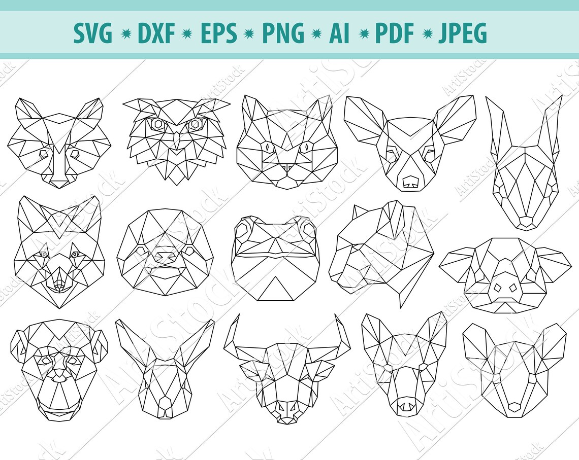 Polygon Animals Svg Low Poly Animals Svf Files for Cricut Etsy
