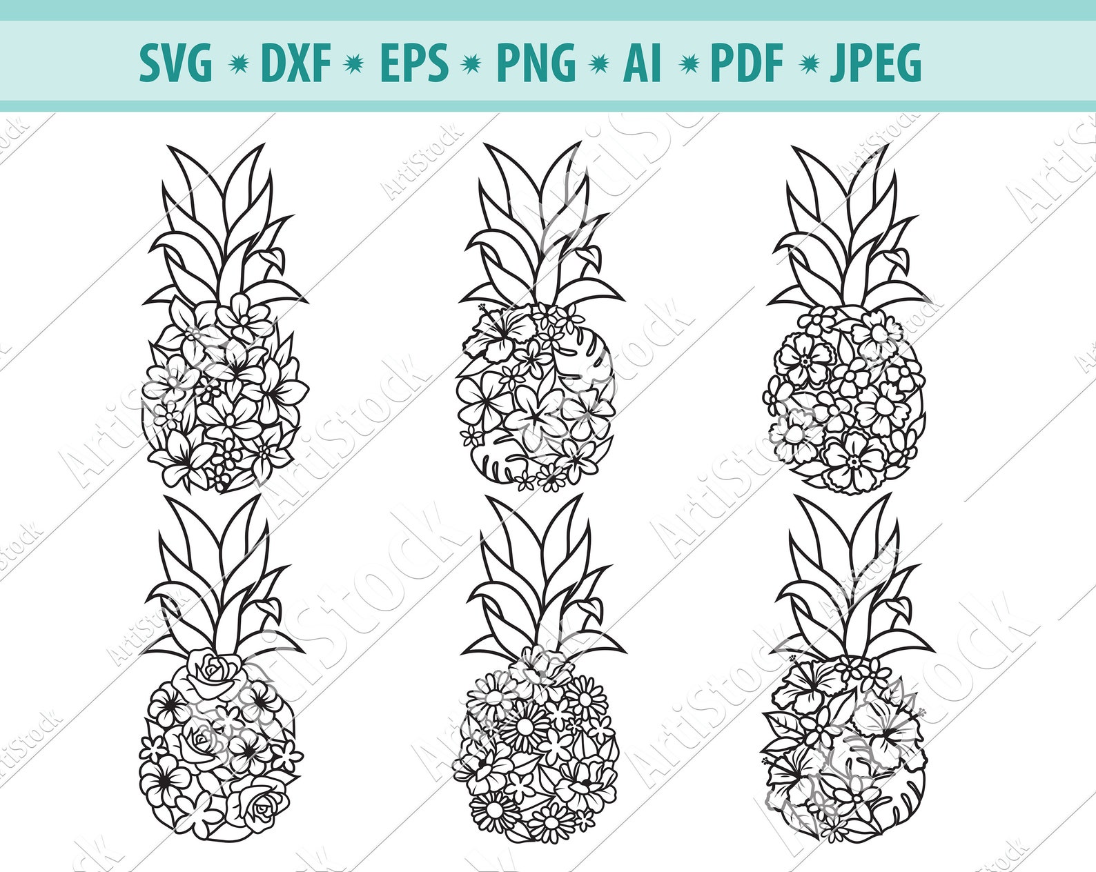 Download Pineapple SVG Flowers Pineapple SVG Floral Pineapple Svg | Etsy