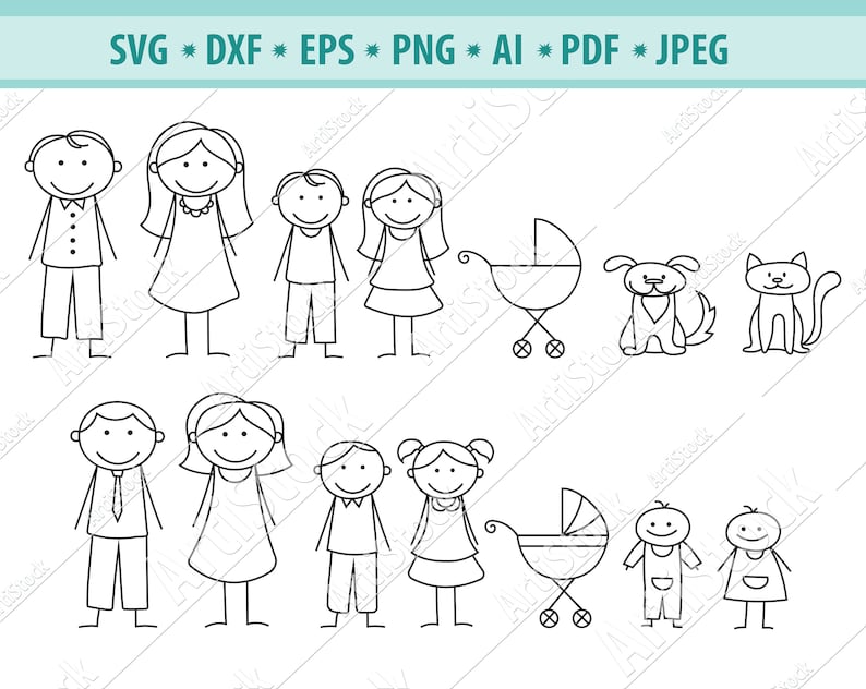 Download Stick family svg bundle stick family cut files stick ...
