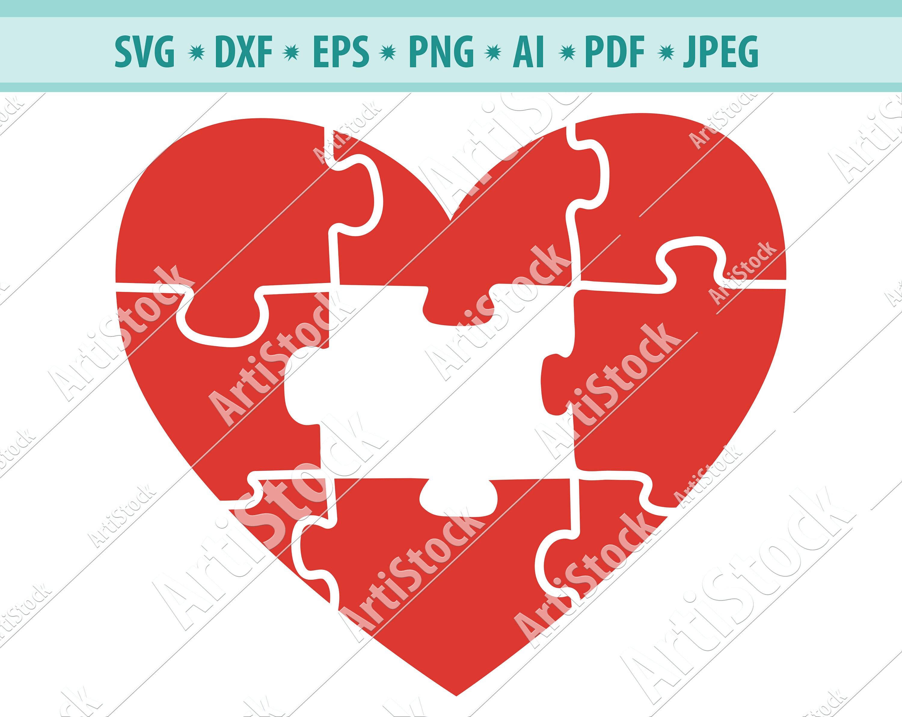 Download Valentine Heart Puzzle SVG File Heart svg Heart puzzle svg ...