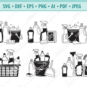 Premium Vector  Cleaning tools silhouette, cleaning tools equipment,  cleaning tools svg