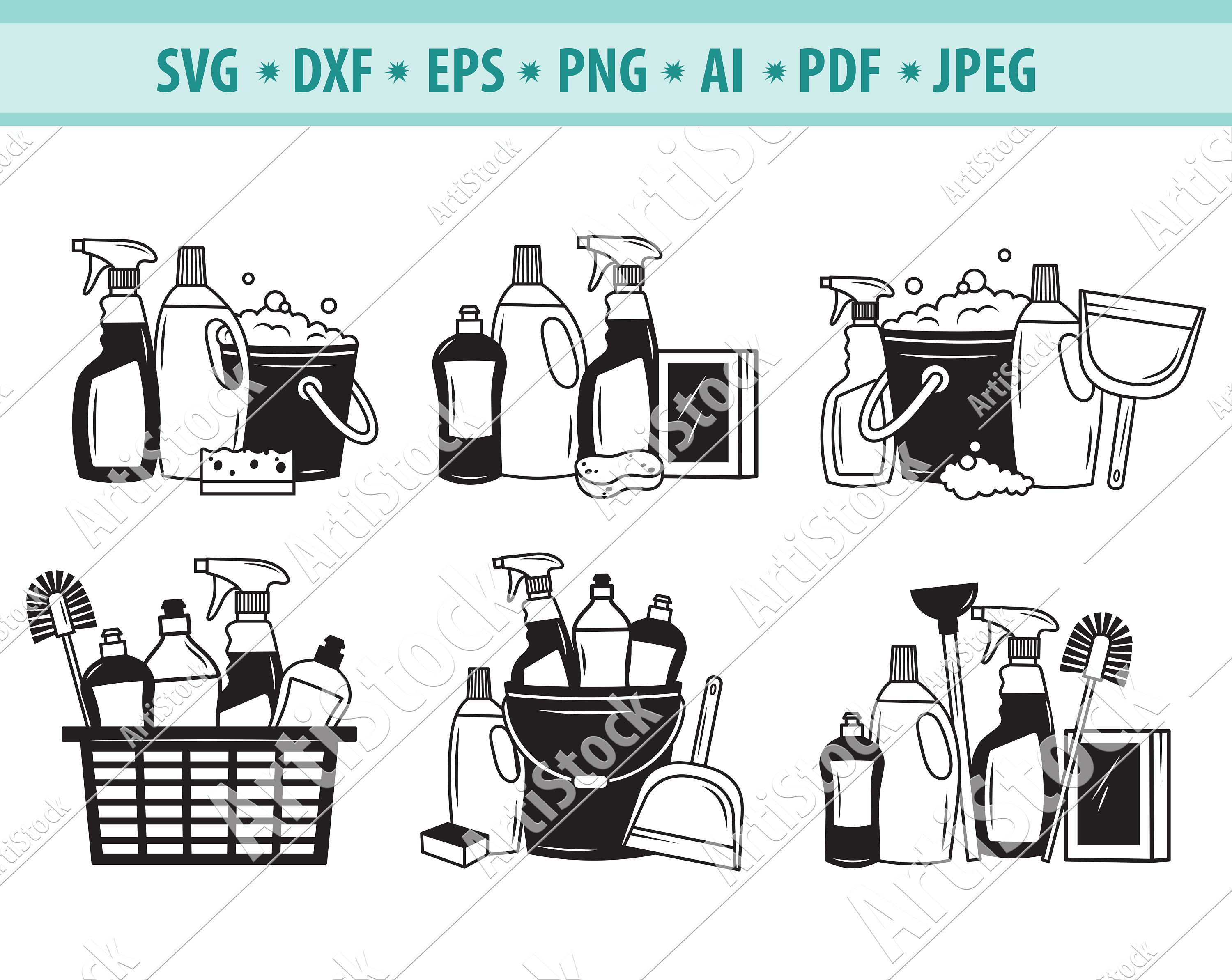 Cleaning Supplies Svg, Janitorial Svg, Cleaning Svg, Cleaning