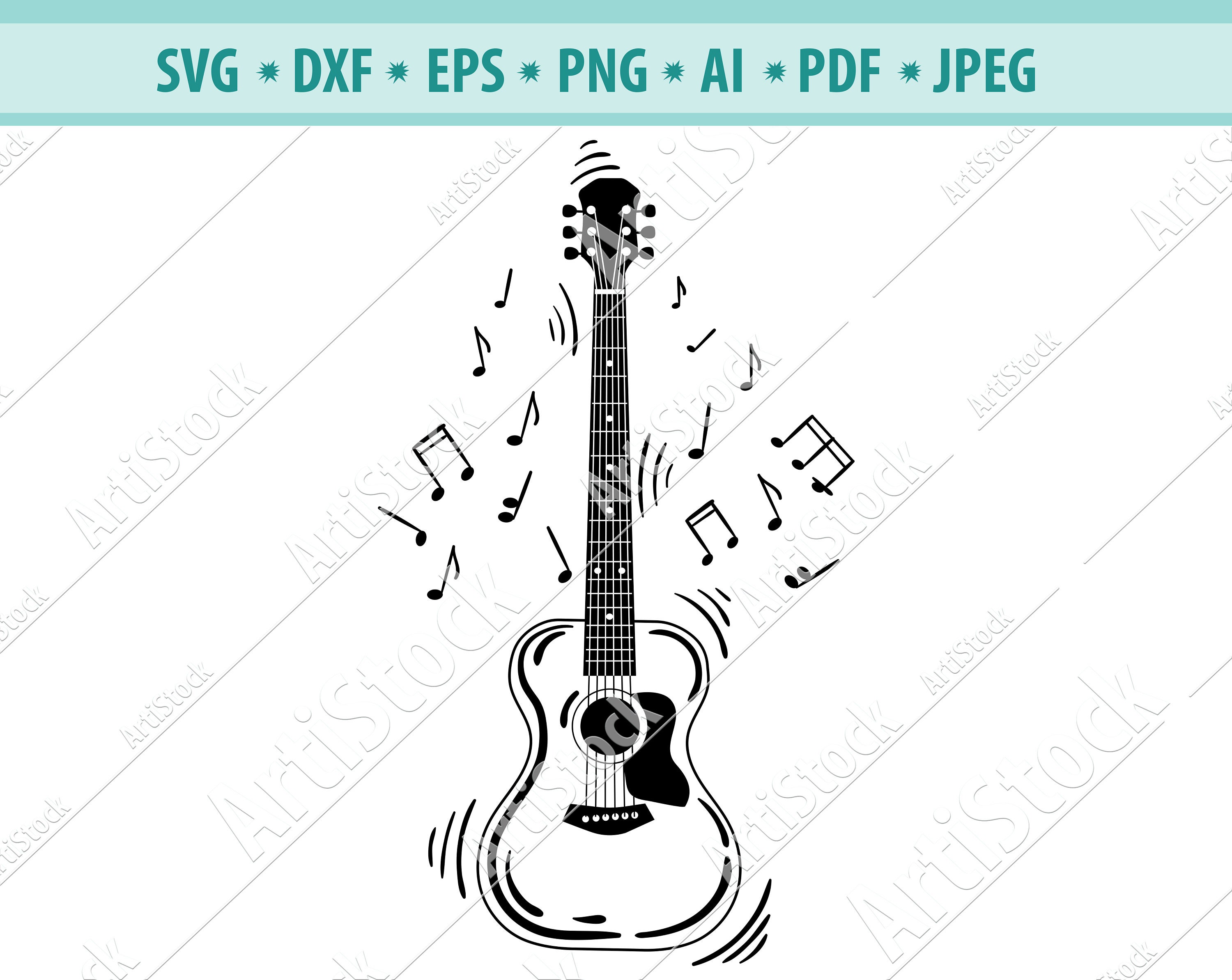 Cordes de guitare svg, dxf, png, pdf, eps, format de