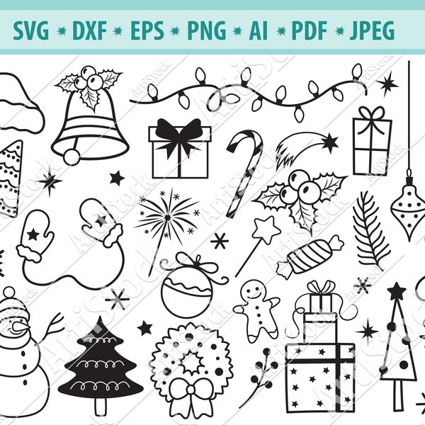 Christmas Svg, Christmas light svg, Christmas elements svg, Candy Cane SVG, Holiday Svg, New Year icons Svg, Christmas wreath Svg, Eps, Dxf