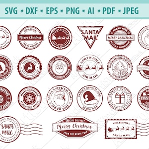 Noordpool, Santa Claus Seal, Kerstmis, postzegels, mail, Express, post, levering, silhouet, SVG, graphics, illustratie, Vector, logo, digitale, clipart