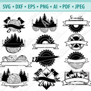 Woodworking Logo Svg, Lumberjack svg, Forest SVG, Lumber Tool svg, Nature svg, Logo Cricut, Silhouette, Vector vinyl file, Clipart dxf, png