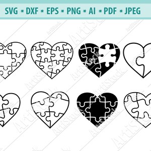 Heart puzzle svg, Valentine Heart Puzzle SVG File, Heart svg, Love svg, Heart clipart, Cut file, Cricut, Silhouette, Vector, EPS, PNG, Dxf