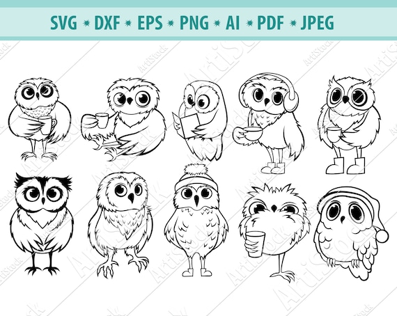 Download Owl with coffee SVG bundle Owls clipart Birds Svg Owl with ...