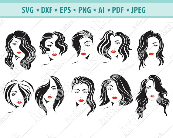 Download Woman's face svg bundle Woman svg file Girl SVG | Etsy