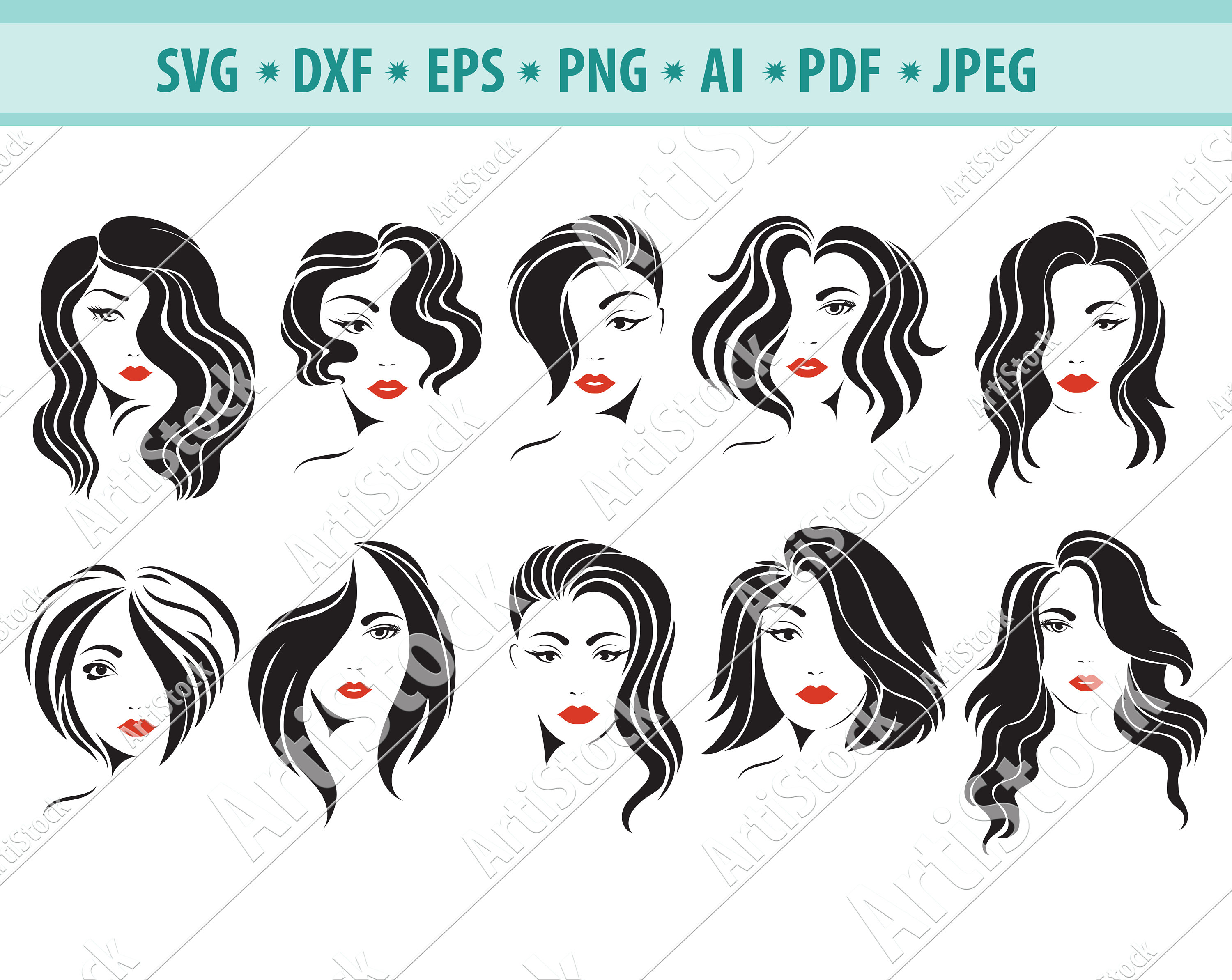 Download Woman S Face Svg Bundle Woman Svg File Girl Svg Etsy