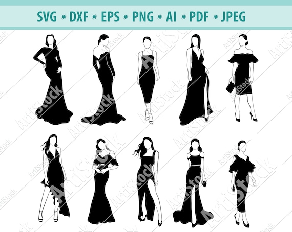 Download Woman Svg Lady Svg Fashion Dresses Girl Svg Evening Dress Etsy
