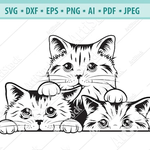 Cat SVG, Black cat svg, Peeking cat clipart, Peeping cat SVG, Halloween cat svg, Fur Kitten Svg, Silhouette, Cat clipart, Svg Cutting files