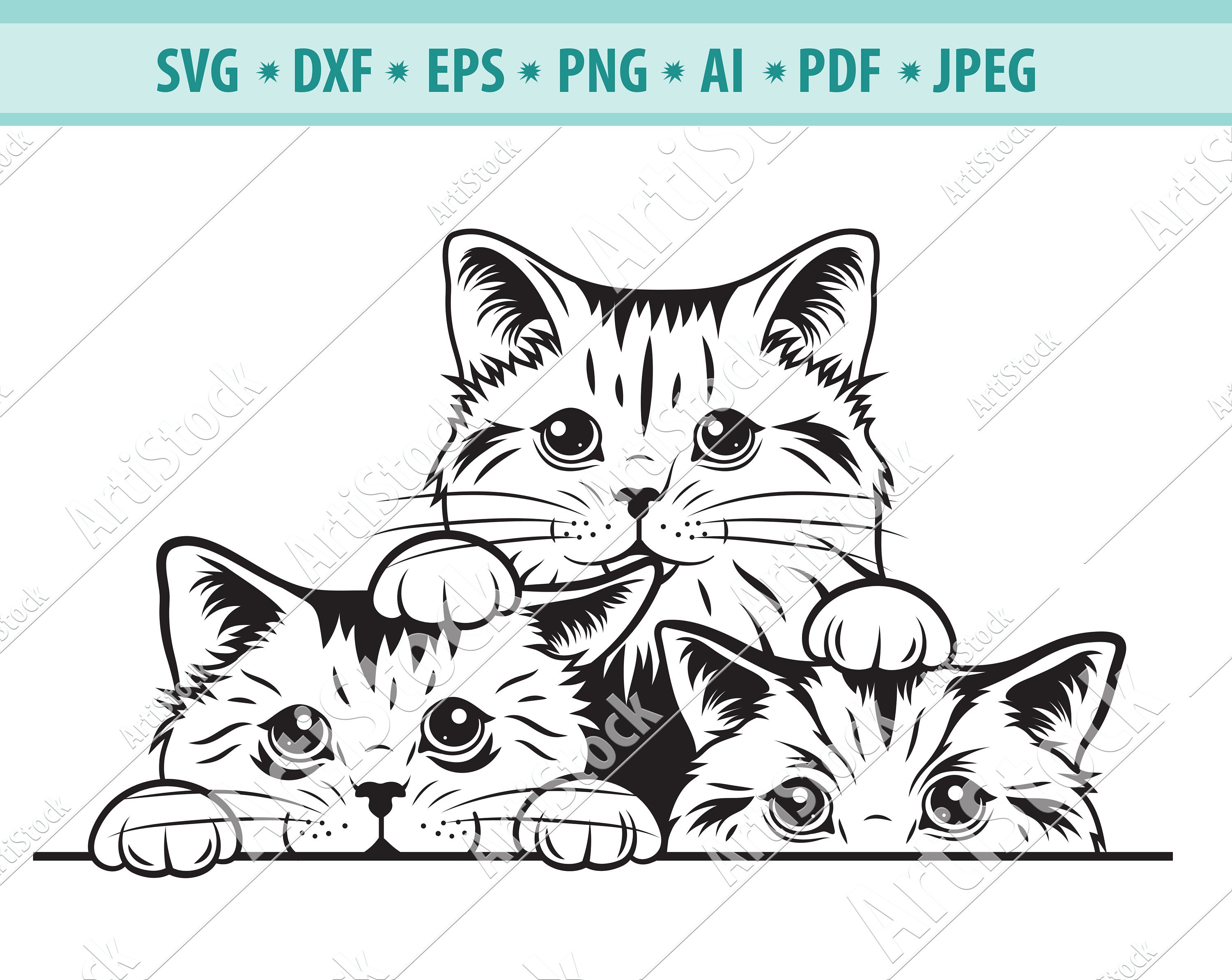 Cat SVG Black cat svg Peeking cat clipart Peeping cat SVG | Etsy