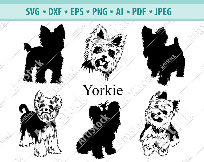 Download Yorkie SVG Yorkie Silhouettes Dog SVG Digital Cutting | Etsy