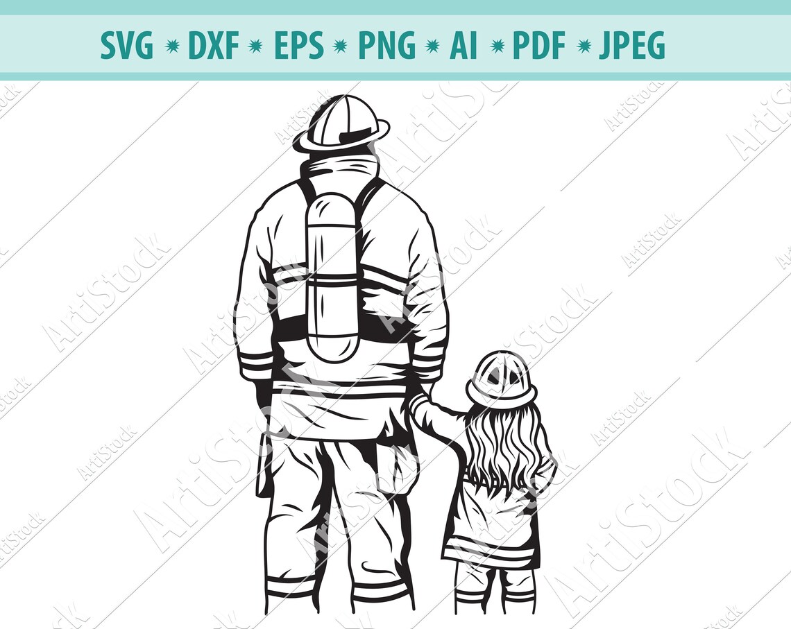 Firefighter SVG Fireman Father and Daughter Svg Firefighter Etsy