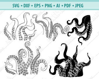 Octopus Tentacles Svg, Octopus Svg, Tentacles Svg, Tentacles Clipart, Sea Monster SVG, Kraken SVG, Tentacle Svg, SVG Cut File Png, Dxf, Jpg