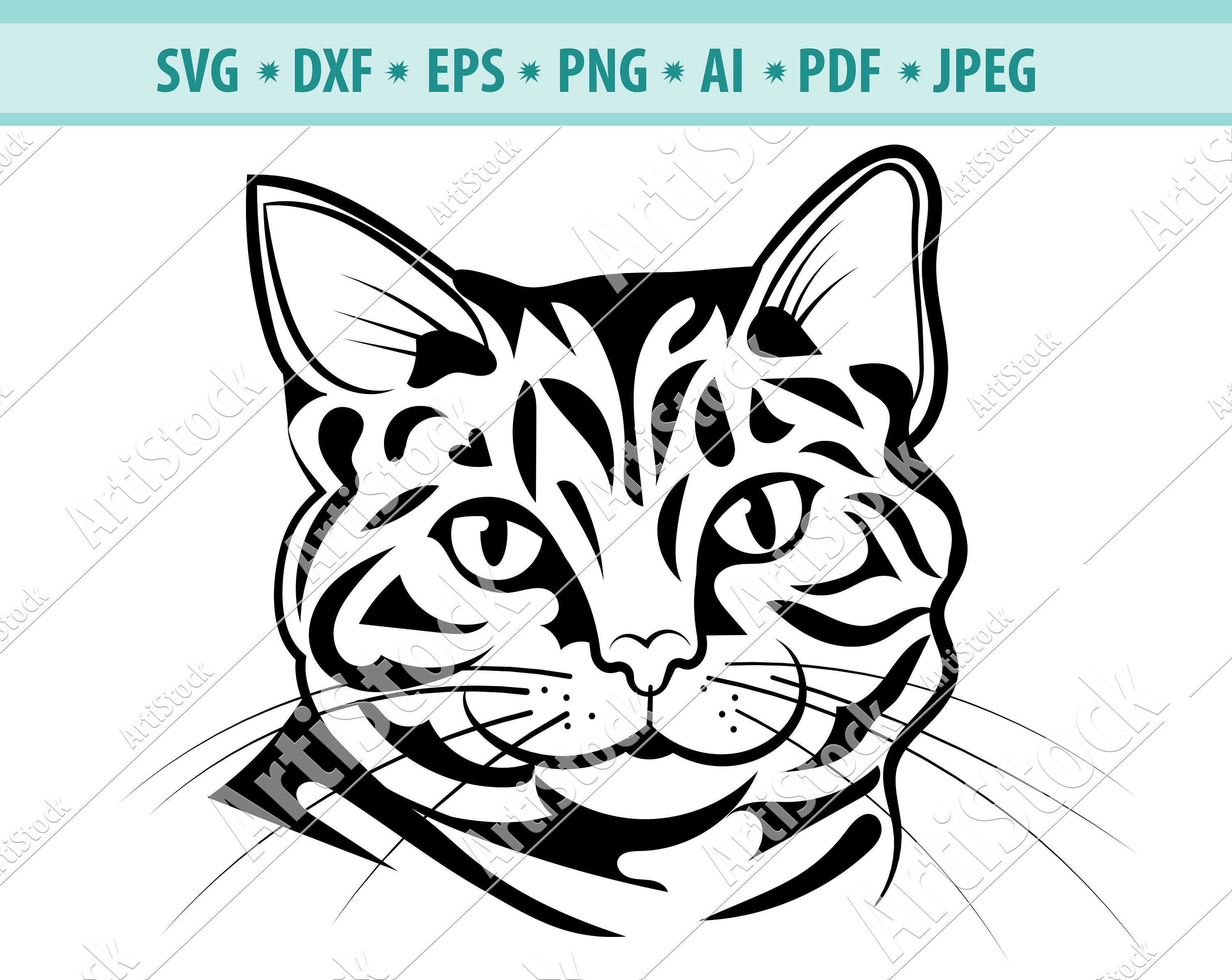 Cat SVG File Stylized Cat Silhouette Svg Png Dfx Cat | Etsy